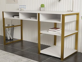 Masă PC Emo (Alb + Auriu). 1089352