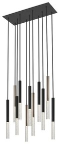 Lustra LED design minimalist cu 11 pendule One, negru mat/ french gold