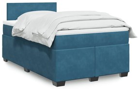 vidaXL Pat box spring cu saltea, albastru închis, 120x190 cm, catifea