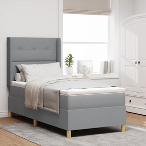 vidaXL Pat cu saltea cu arcuri Gri deschis 100 x 200 cm