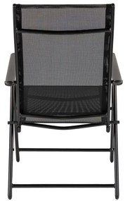 Scaun de grădină pliabil Lugo cu cadru metalic, negru