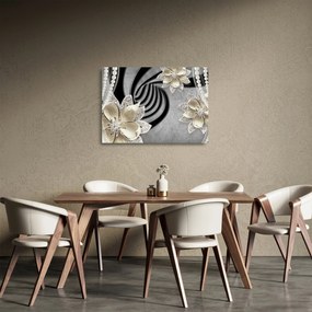 Tablou pe sticlă - 3D Flori aurii (70x50 cm)