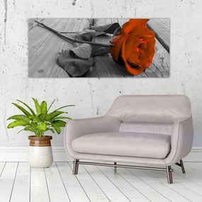 Tablou - Trandafir portocaliu (120x50 cm)