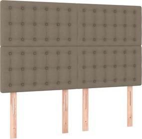 vidaXL Tăblie de pat gri taupe 144x5x118/128 cm, material textil