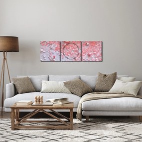 Tablou - Atmosfera de litoral în nuanțe roz (cu ceas) (90x30 cm)