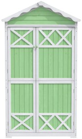 Depozit exterior pentru mobilier de grădină din lemn, design rezistent la intemperii cu întărituri stabile în formă de X, 93x45x179 cm, Verde