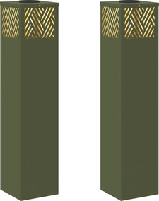 vidaXL Lumină LED Solară pentru Alei 2 pcs Verde măsliniu