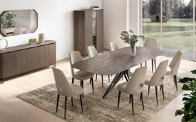 Set lemn masiv masă și scaune Hexagon - 400 × 120 × 75 cm, 8 scaune
