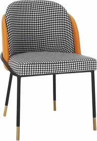 Scaun KIRNA, alb/negru/galben, stofa clasica/piele ecologica, 54x56x78