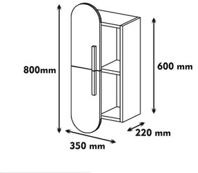 Dulap de perete ROSE 80x35 cm alb/maro