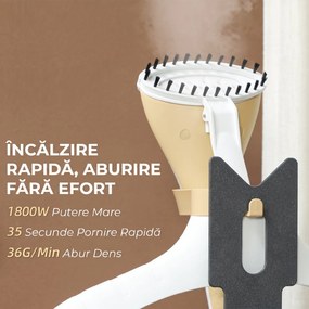 HOMCOM Aparat de Călcat Vertical cu Rezervor de Apă de 1,8l și Înălțime Reglabilă, 32x32x32 cm, Auriu | Aosom Romania