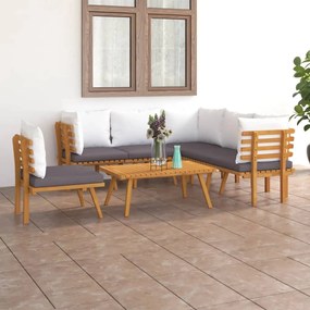3087015 vidaXL Set mobilier de grădină cu perne, 7 piese, lemn masiv acacia