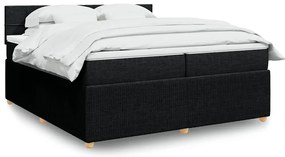 vidaXL Pat box spring cu saltea, negru, 200x200 cm, textil