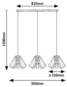Lustră pe cablu Rabalux 72371 EMERENCIA 3xE27/40W/230V