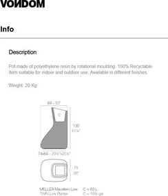 Ghiveci plante / Jardiniera de flori exterior / interior design modern premium MOMA MELLIZAS LOW 45003R Vondom