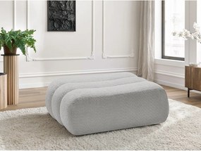 Taburet gri deschis cu tapițerie din țesătură bouclé Azra – Bobochic Paris