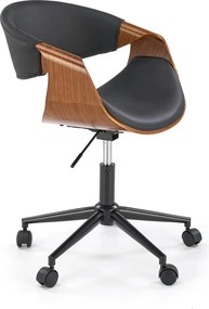 Scaun birou BILBO, nuc/negru, placaj/piele ecologica/metal, 55x55x72/8