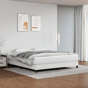 3144268 vidaXL Pat box spring cu saltea, alb, 160x200 cm, piele ecologică