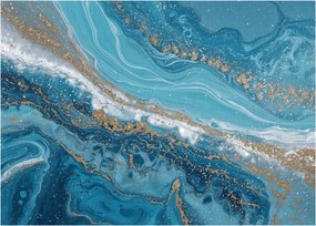 Tablou - Marmură bleu cu aur I. (70x50 cm)