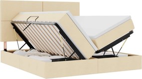 vidaXL Pat cu storage cu saltea Creme 200 x 200 cm Piele artificială