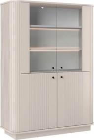 Vitrină Vesper 103 cm cu 4 uși - cașmir / mânere negre