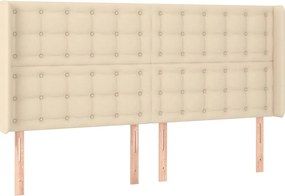 vidaXL Tăblie de pat cu aripioare, crem, 203x16x118/128 cm, textil