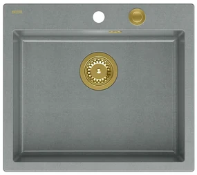 Chiuveta compozit incastrata Quadron Unique Morgan 110 gri - auriu 57x50 cm