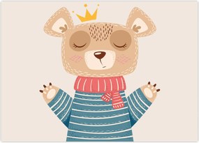 Tablou - Bej ursuleț de pluș cu coroană (70x50 cm)