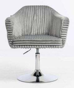 HR832N Scaun Gri Teddy Cord cu Bază Cromata