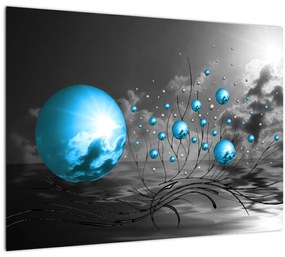 Tablou pe sticlă bilelor albastru deschis (70x50 cm)