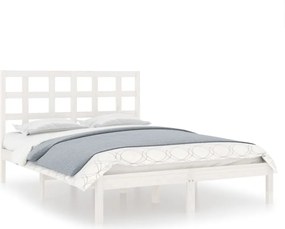 vidaXL Cadru de pat King Size, alb, 150x200 cm, lemn masiv