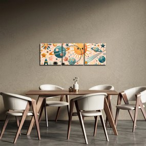 Tablou - Fragmente din spațiu (cu ceas) (90x30 cm)