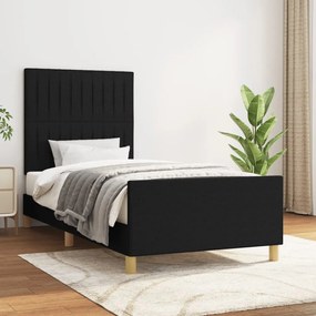 3125197 vidaXL Cadru de pat cu tăblie, negru, 100x200 cm, textil