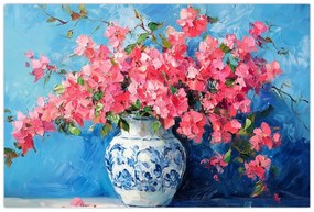 Tablou - Vază cu flori roz (90x60 cm)