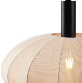 Lampă suspendată Japandi neagră cu abajur maro din material textil cu 3 lumini - Bida