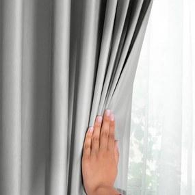 Draperie gri dimout (semi-opacă) din catifea 140x245 cm Pleat – Restilo