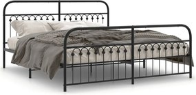 vidaXL Cadru pat metalic cu tăblii de cap/picioare, negru, 183x203 cm