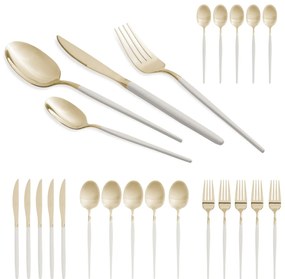 Set tacamuri 24 piese, 6 persoane, auriu lucios cu crem Berlinger Haus BH 3070