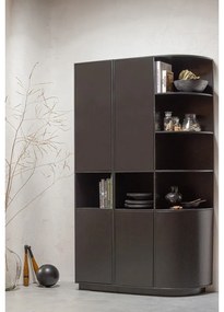 Bibliotecă modulară neagră din lemn masiv de pin 190x210 cm Finca – WOOOD