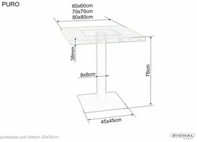 Masă de sufragerie neagră cu blat în decor stejar PURO 70x70