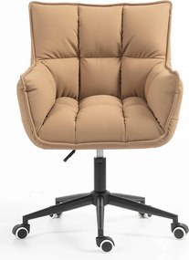 HR560K Scaun Caramel Piele Ecologica Premium Soft cu Bază Neagră