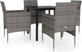 vidaXL Set de servit masa pentru grădină, 5 piese, gri și negru