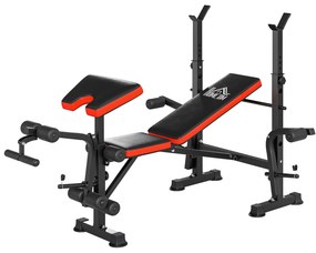HOMCOM Bancă Multifuncțională Reglabilă cu Suport pentru Bară, Bancă de Greutăți din Oțel și Plastic, 175x139x127 cm, Negru | Aosom Romania