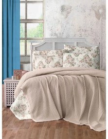 Cuvertură maro deschis din bumbac 220x240 cm Waffle – Mila Home