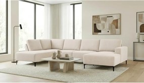 Colțar bej cu tapițerie din chenille (cu colț pe partea stângă/în formă de "U") Fabian – Scandic