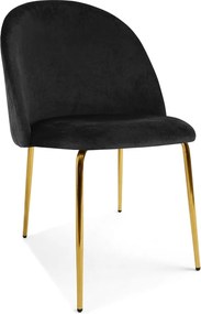 Scaun Bucatarie/Dining Ylmma Catifea Neagru, Picioare Metalice, Finisaj Auriu