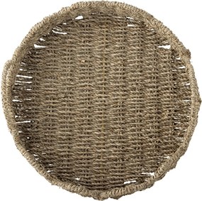 Tavă de servire rotundă din iarbă de mare împletită, natur, cu margine ondulată și mânere, 35x14,5 cm, „Brea"