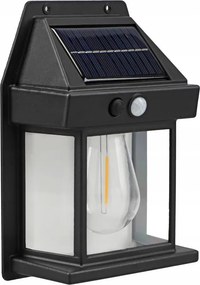 Aplică de perete solară cu senzor, LED, 3,7V 600 mAh, IP44, neagră