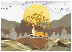 Tablou pe sticlă cu cerb (70x50 cm)