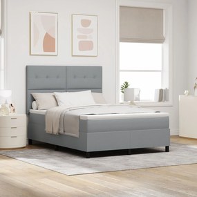 vidaXL Pat cu Arcuri Box cu Saltea Gri Deschis 160x200 cm Țesătură